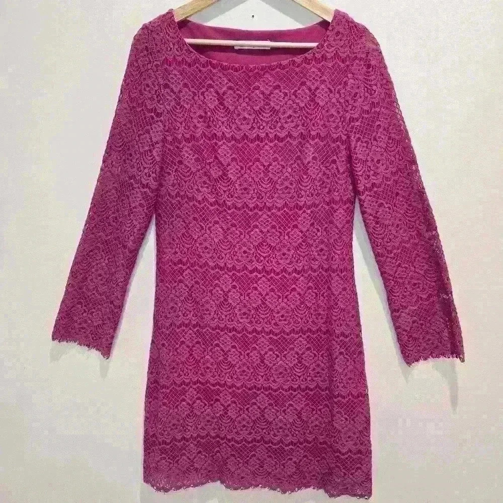 Laundry by Design Fuschia Bodycon Long Sleeve Dress Sz 8 Party/Cocktail - Picture 1 of 9